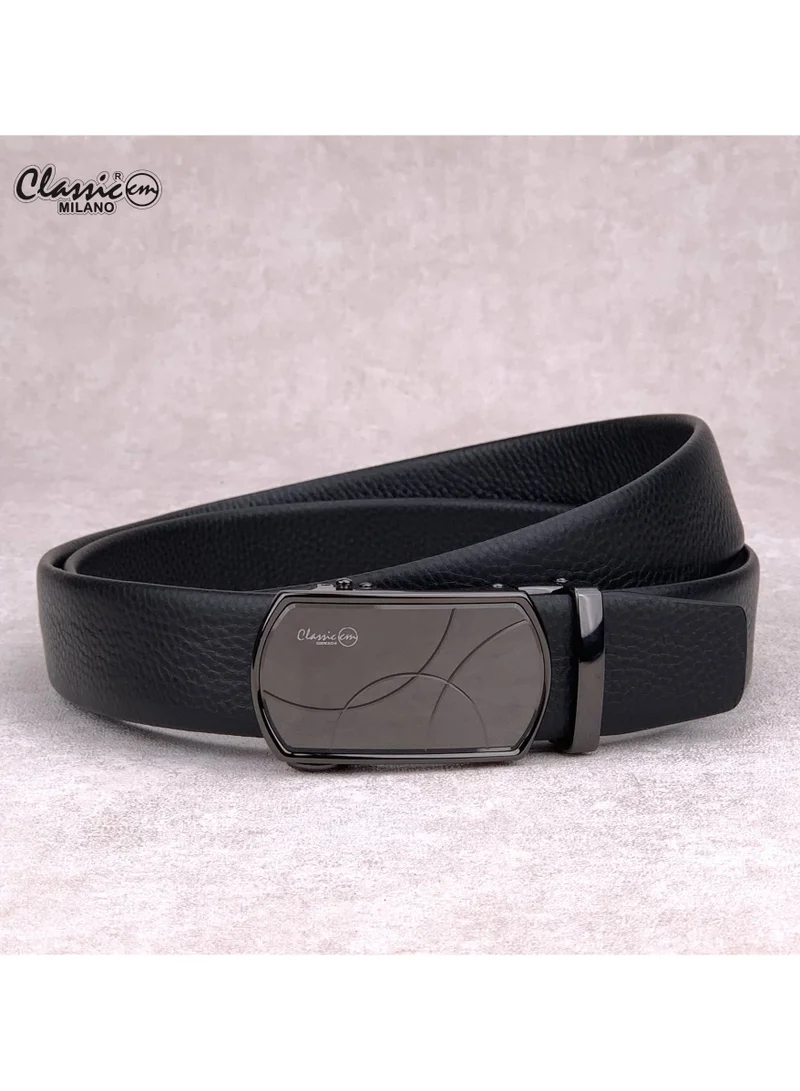 Classic Milano Genuine Leather Belt for Men, Formal Dress Belt with Automatic Ratchet Buckle, Men's Belt for Office Wear with Gift Box
