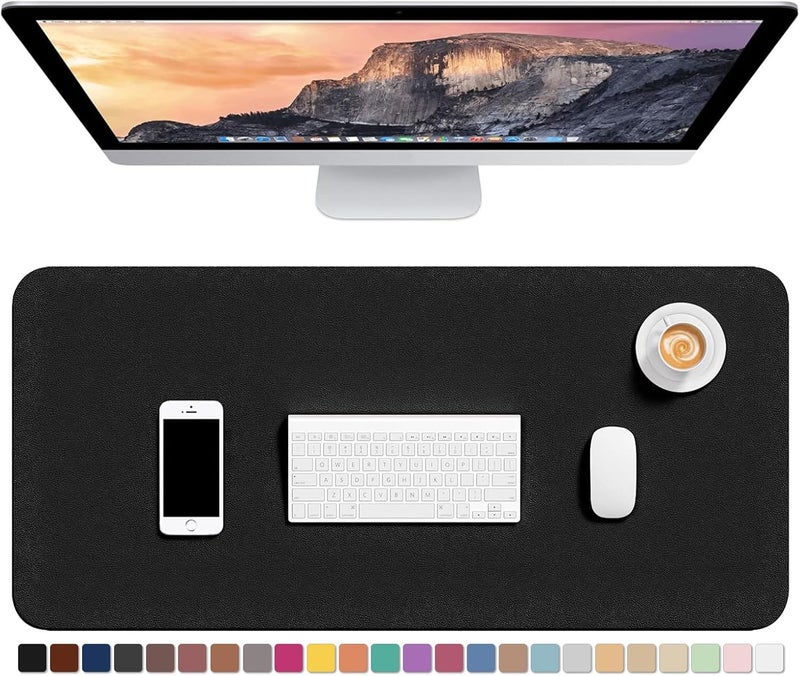 Hsurbtra Desk Pad, 30" x 14" PU Leather Desk Mat, XL Extended Mouse Pad, Waterproof Desktop Blotter Protector, Non-Slip Ultra Thin Large Laptop Keyboard Writing Mat for Office Home, Black - Image 1