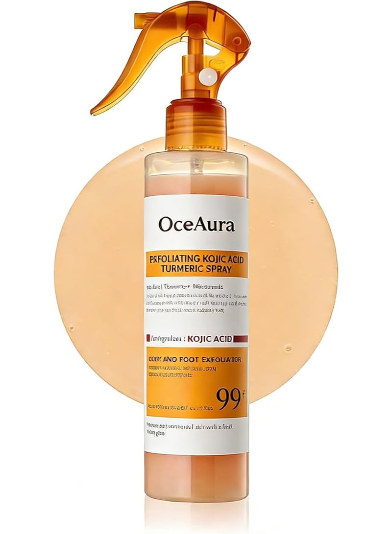 OceAura Body Keratin Care Kojic Acid Turmeric Spray Gently Exfoliating Peeling Solution Skincare with Retinol, Glutathione, Niacinamide, Vitamin B, C, E for All Skin Types 100ml - Image 1