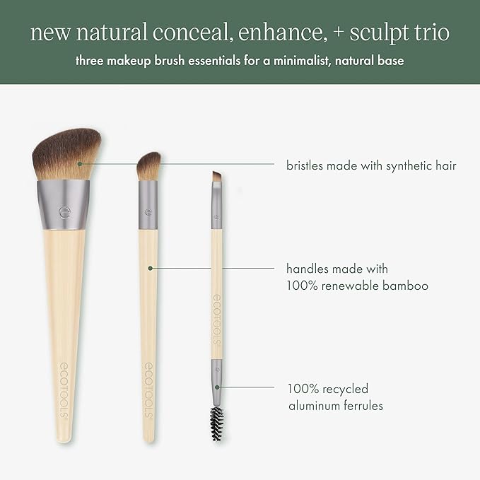 EcoTools 6 Piece Start The Day Beautifully Makeup Brush Set Makeup Brushes For Eyeshadow Blush Concealer Foundation Application EcoFriendly Synthetic Hair Vegan CrueltyFree - Image 3