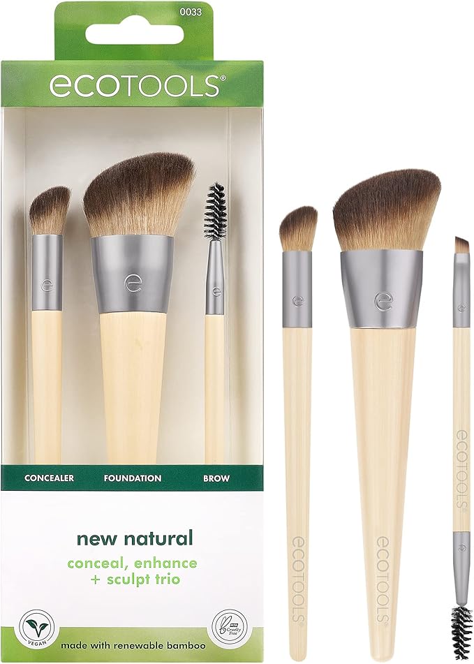 EcoTools 6 Piece Start The Day Beautifully Makeup Brush Set Makeup Brushes For Eyeshadow Blush Concealer Foundation Application EcoFriendly Synthetic Hair Vegan CrueltyFree - Image 1