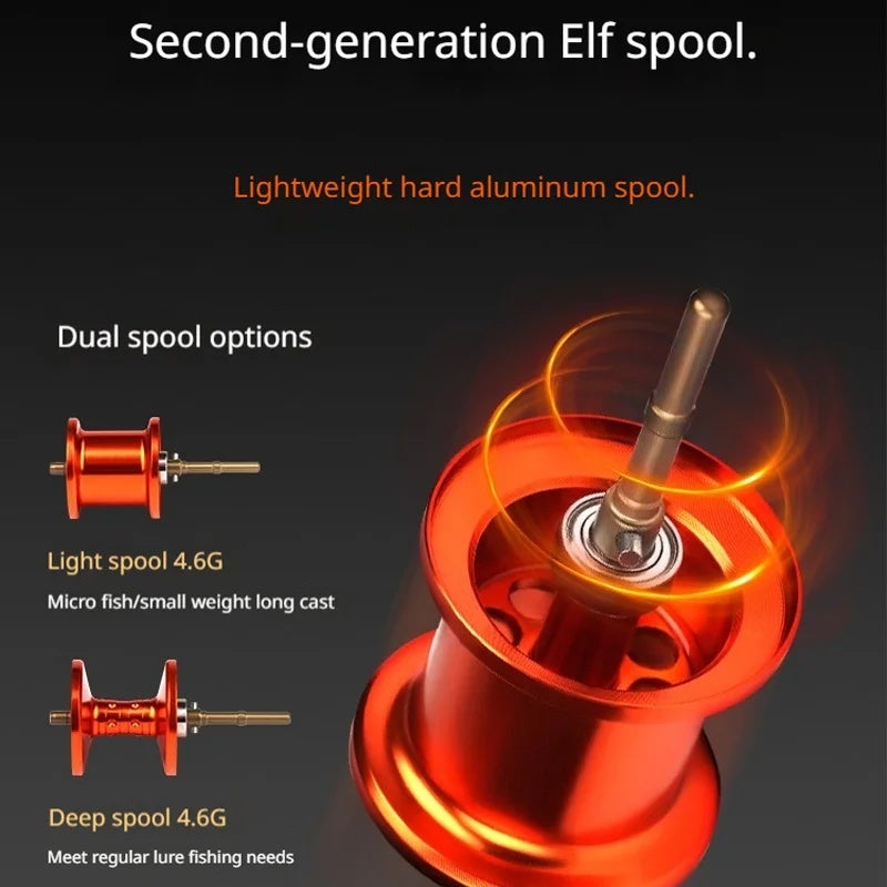 كادينس بكرة صيد Cadence Baitcasting Fishing Reel Spirit Series 2 Gen Ultra Light 93g Mini Portable Double Spool Freshwater Fishing, Forest 2.0, Left Hand - Image 5