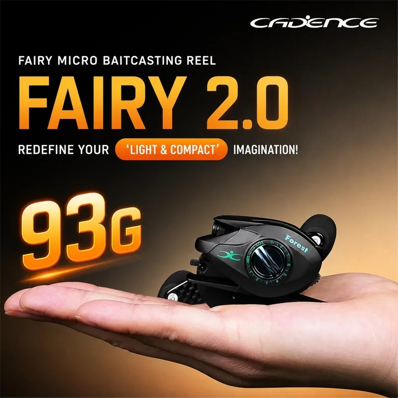 كادينس بكرة صيد Cadence Baitcasting Fishing Reel Spirit Series 2 Gen Ultra Light 93g Mini Portable Double Spool Freshwater Fishing, Forest 2.0, Left Hand - Image 2