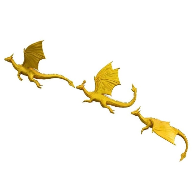 QUANTUM LEGENDS Set of 3 Flying Dragon 3D Wall Art Wall Decor Wall Hangings Dragon Items for Living Room Dining Room Perfect for Dragon Lovers Gold - Image 1