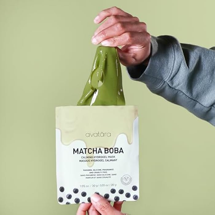 Avatara Matcha Boba Hydrogel Mask, Facial Masks Skincare Essential, 2-Piece Cooling & Hydrating Skin Care Mask with Multi-Hyaluronic Combo & Ceramides, 30 g, 1-Pack - Image 3