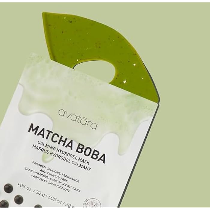 Avatara Matcha Boba Hydrogel Mask, Facial Masks Skincare Essential, 2-Piece Cooling & Hydrating Skin Care Mask with Multi-Hyaluronic Combo & Ceramides, 30 g, 1-Pack - Image 4