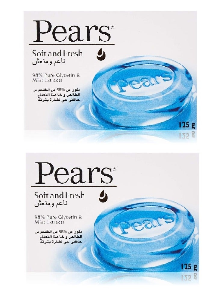Pears Two Pieces of Soap Soft and Fresh& 98% pure Glycerin,125g - Image 2