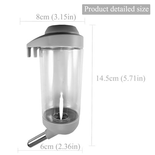 DEEUCHIS Dog Crate Water Bottle Dispenser - No Drip Dog Kennel Water Dispenser & Cage Bottle - Easy-to-Use Water Bottle for Cat Crate - Perfect for Keeping Your Pet Hydrated (Grey)-350ML - Image 2