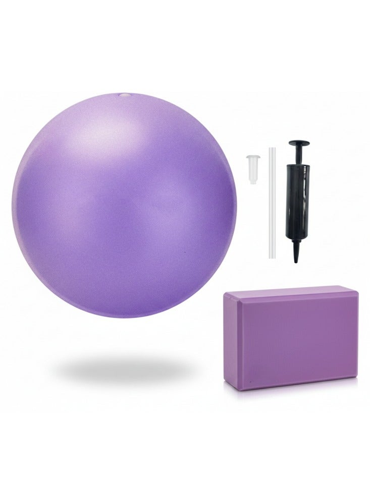 كرة يوغا صغيرة مقاس 25 سم ومجموعة كتل يوغا EVA مقاس 200 جم - كرة بيلاتيس PVC مقاومة للانفجار لتقوية قاع الحوض واستعادة اللياقة بعد الولادة - كتلة رغوية خفيفة الوزن عالية الكثافة لتوفير الثبات والتمدد (تشمل مضخة) - Image 1