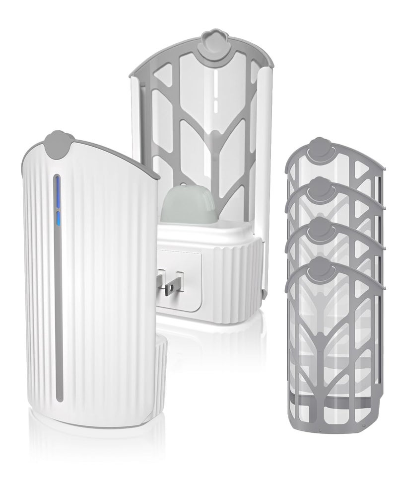 BuggyBands Flying Insect Trap, Fruit Fly Trap Plug in Indoor Bug Catcher with 4 Refill for Gnats, Moths, House & Fruit Flies - Refill Compatible with ZevoM364A/Max (1 Devices + 4 Refills) - Image 1