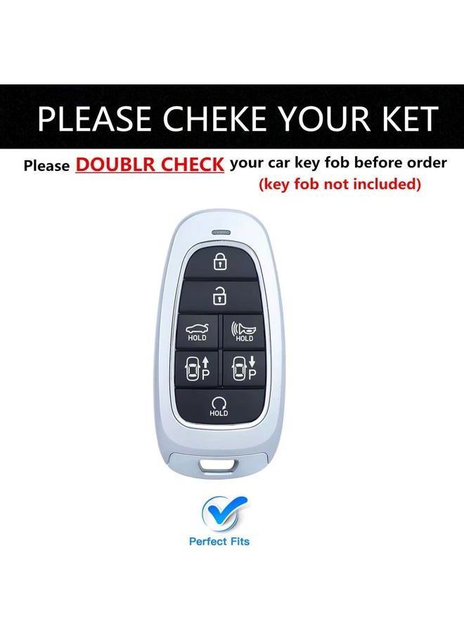 TALKMOON Key Fob Cover for Hyundai 7 Buttons Key Case,Heavy Key Shell Protector Keychain Accessories for 2024 2023 2022 Hyundai Sonata, Santa Fe, Nexo, Tucson, Palisade Key Fob (Model-B-Silver) - Image 2