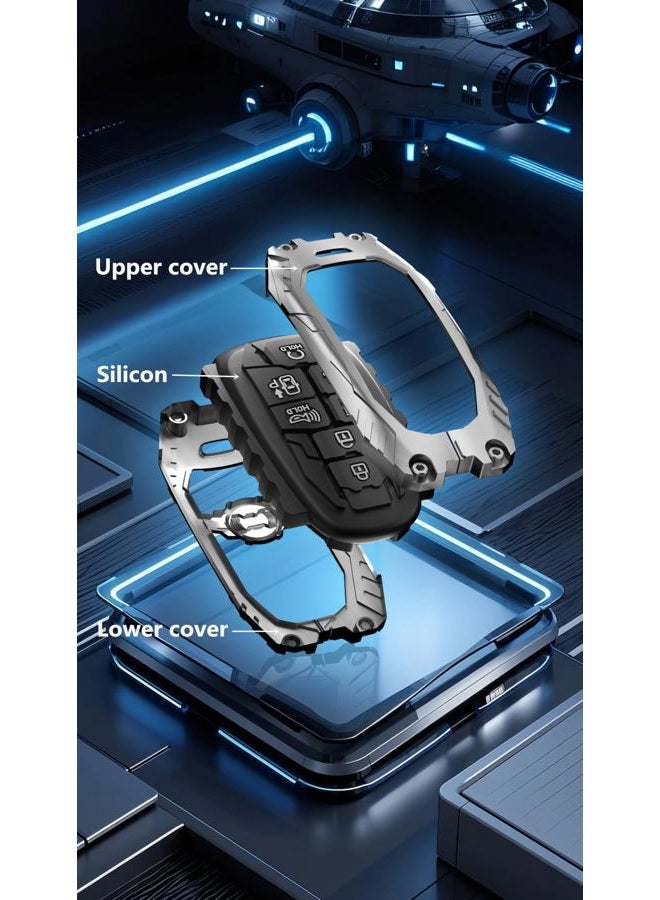 TALKMOON Key Fob Cover for Hyundai 7 Buttons Key Case,Heavy Key Shell Protector Keychain Accessories for 2024 2023 2022 Hyundai Sonata, Santa Fe, Nexo, Tucson, Palisade Key Fob (Model-B-Silver) - Image 5