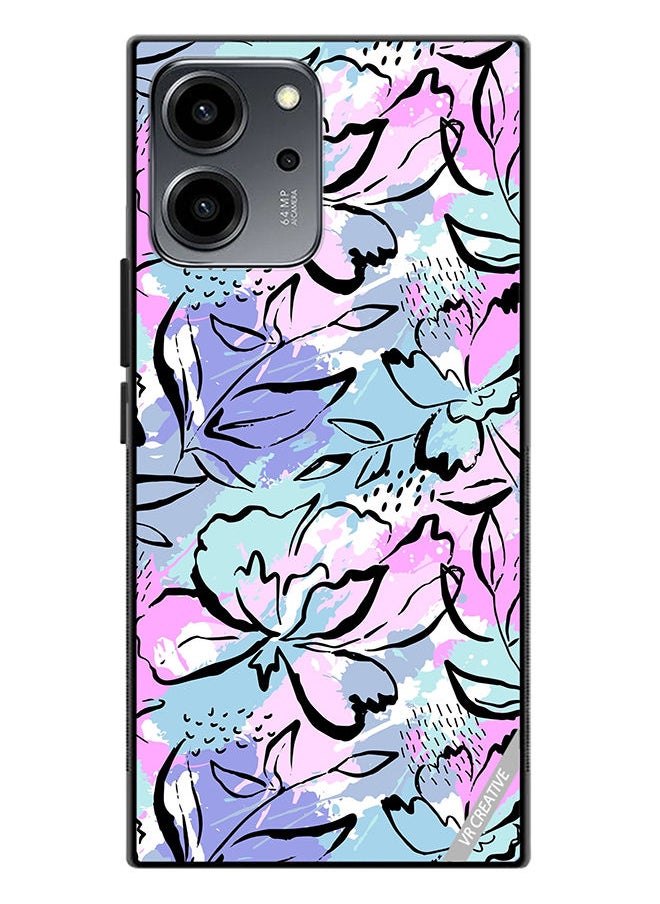 VR CREATIVE Protective Case Cover For Honor 80 SE Abstract Flowers Print Design Multicolour  - Image 1