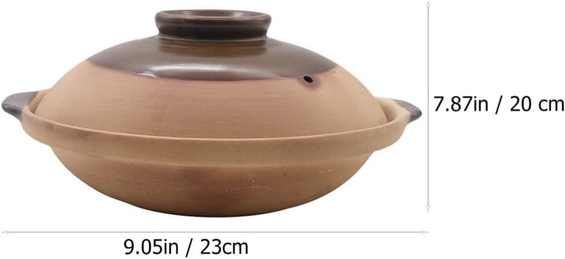 woobles Korean Soup Pot Ceramic Clay Cooking Pot with Lid Casserole Stew Pan Casserole Rice Pot for Rice Claypot Cooking Soup Cookware Ceramic Cooking Pot 23X20CM - Image 2