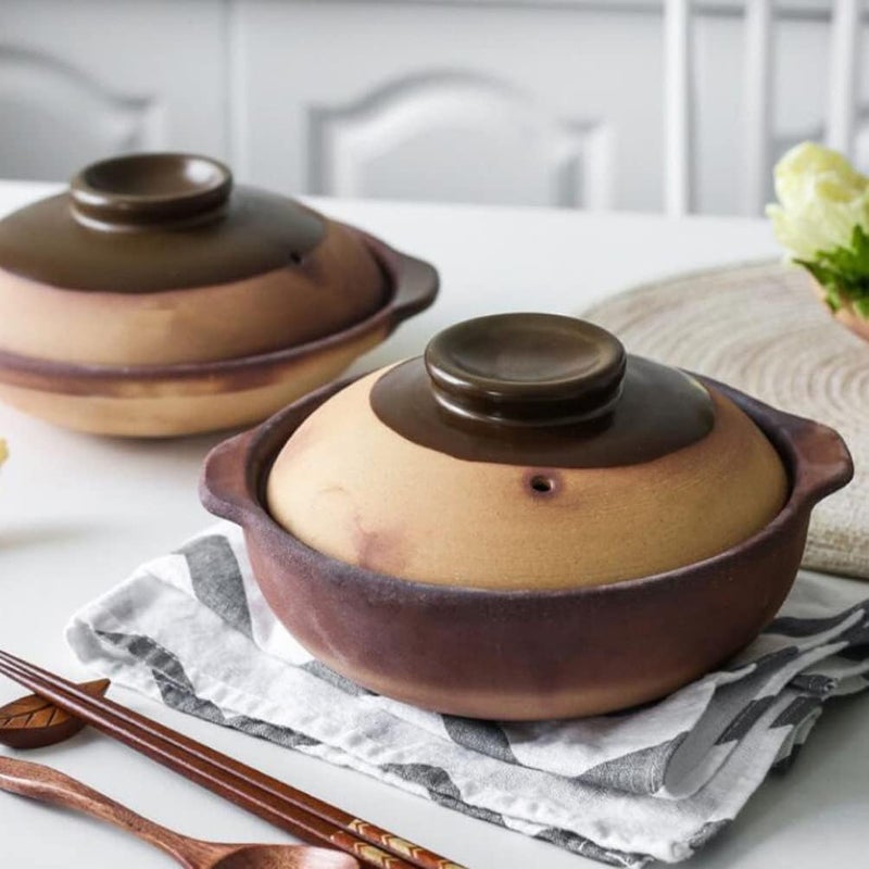 woobles Korean Soup Pot Ceramic Clay Cooking Pot with Lid Casserole Stew Pan Casserole Rice Pot for Rice Claypot Cooking Soup Cookware Ceramic Cooking Pot 23X20CM - Image 3