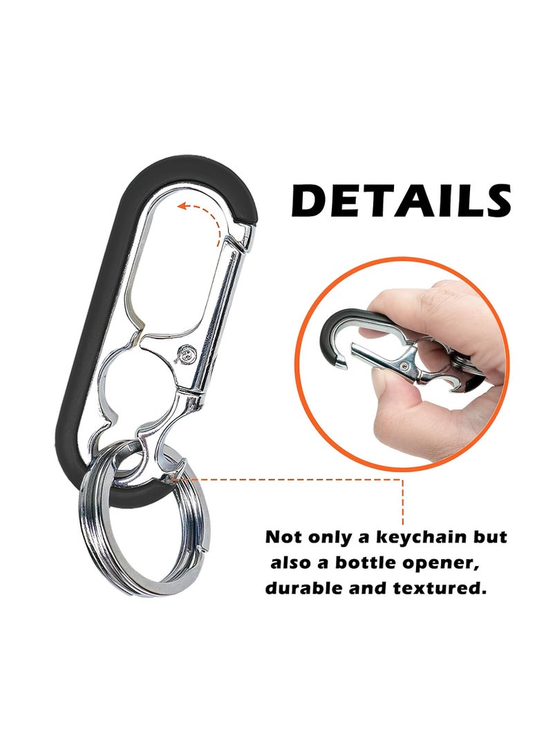 Excefore Bottle Opener Keychain, 6 Pcs Heavy Duty Keychain Double Keyrings Style Keychain Quick Release Key Chain for Men Women - Image 3