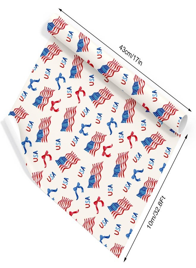 FYSUIMU Patriotic Wrapping Paper -Mini Roll- 250th Anniversary 17 Inch x 32.8 Ft American Flag USA Bow Gift Wrap Paper 4th of July Art Papers for Independence Day Memorial Day DIY Crafts - Image 3