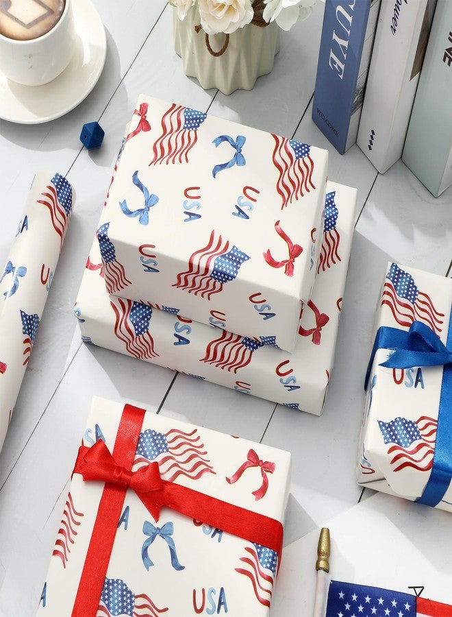 FYSUIMU Patriotic Wrapping Paper -Mini Roll- 250th Anniversary 17 Inch x 32.8 Ft American Flag USA Bow Gift Wrap Paper 4th of July Art Papers for Independence Day Memorial Day DIY Crafts - Image 5