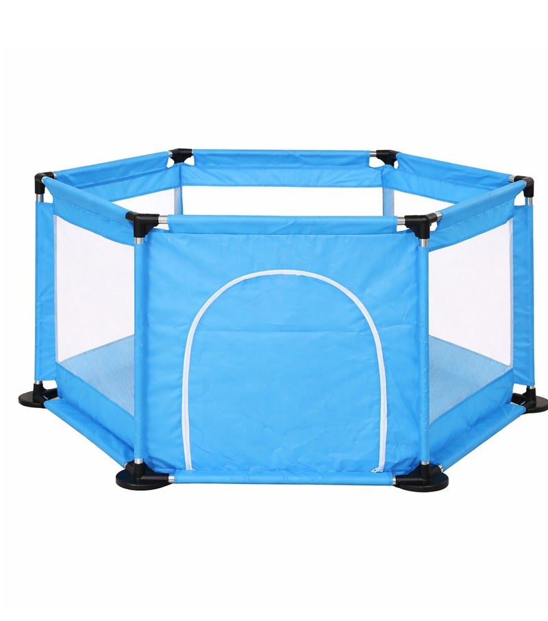 ALBADER Kids Playpen Circular with Strong Steel Base, Includes 50 Colorful Balls, Safe and Spacious Design for Crawling and Playing, Durable Non-Slip Frame, Front Zipper Door, Breathable Mesh Sides, High-Quality Fabric, Fun Ball Pool for Indoor Play - Image 1