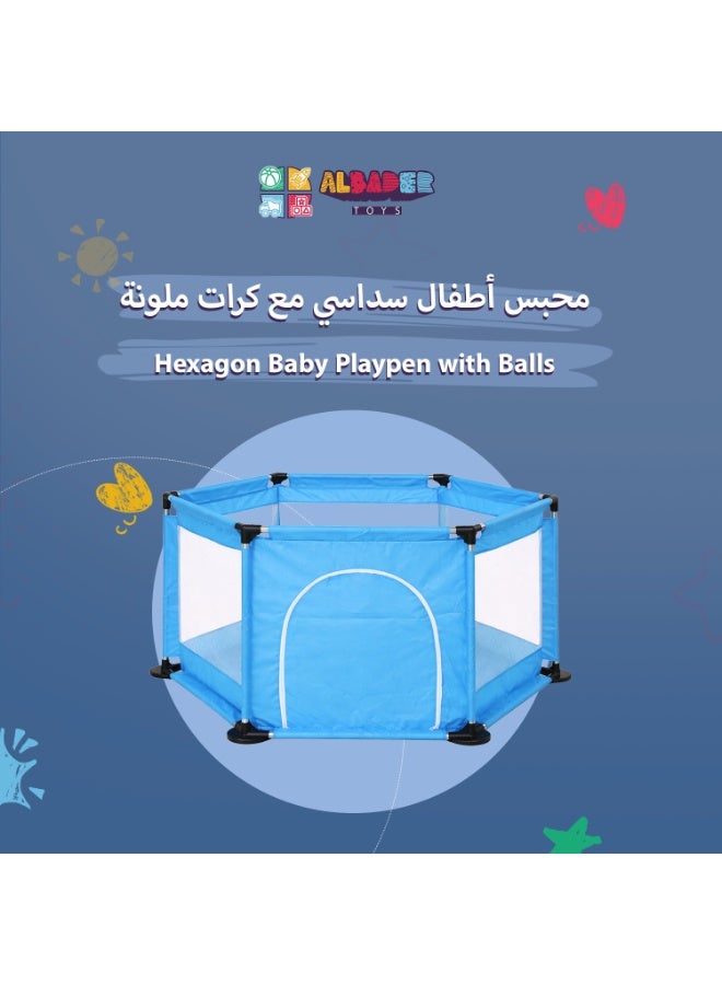 ALBADER Kids Playpen Circular with Strong Steel Base, Includes 50 Colorful Balls, Safe and Spacious Design for Crawling and Playing, Durable Non-Slip Frame, Front Zipper Door, Breathable Mesh Sides, High-Quality Fabric, Fun Ball Pool for Indoor Play - Image 2