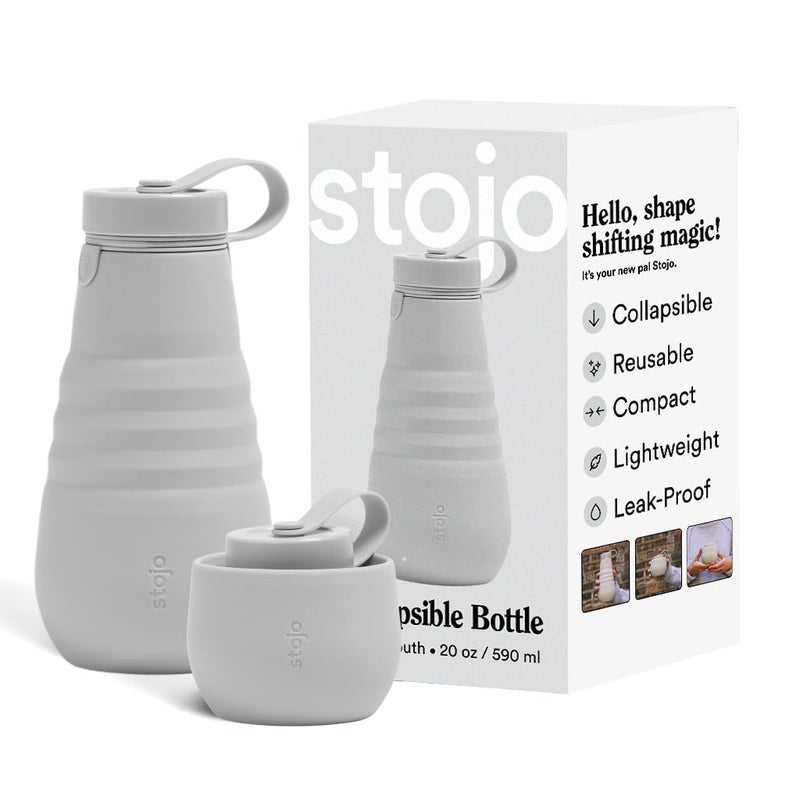 Stojo STOJO Collapsible Water Bottle  Cashmere Gray 20oz  592ml  LeakProof Reusable Silicone Travel Cup for Hot  Cold Drinks  Microwave  Dishwasher Safe 