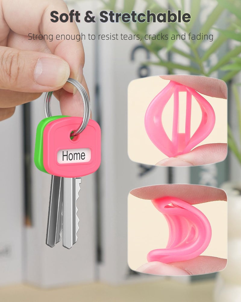 Uniclife 10 Pcs Key Covers Caps, 1" Key Identifiers with Labels, Soft Stretchy Key Covers for House Key, Cute Key Head Protectors for Standard Keys (Not for Odd-Shaped Keys), 10 Colors - Image 3