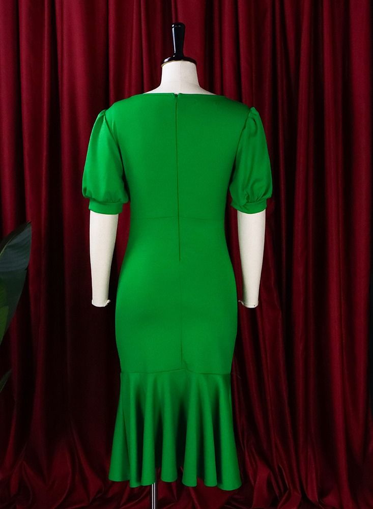 Loquat Temperament Commuting Elegant Professional Dress Green  - Image 2