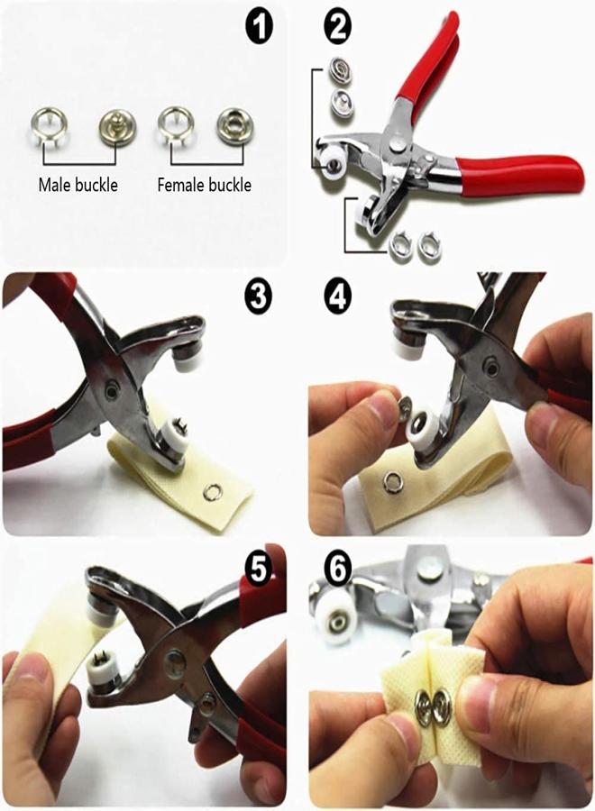 Comprehensive Clothes Fastener Installation Tool Kit with Clamping Pliers, 100 Sewing Button Rings, Hollow Snap Buttons, and Metal Buckle Attachment for Sewing and Crafts from KataKeet  - Image 1