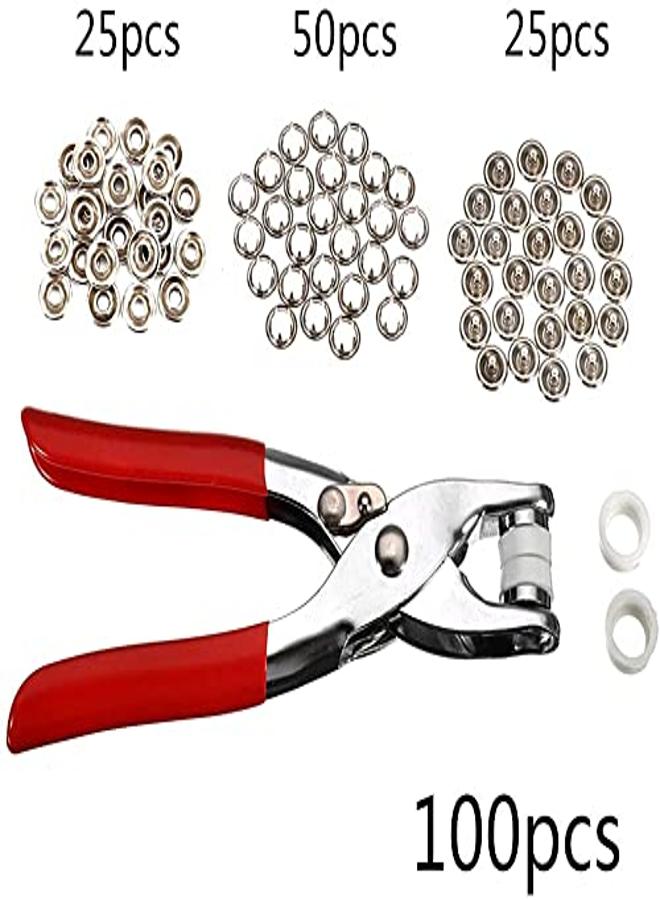 Comprehensive Clothes Fastener Installation Tool Kit with Clamping Pliers, 100 Sewing Button Rings, Hollow Snap Buttons, and Metal Buckle Attachment for Sewing and Crafts from KataKeet  - Image 3