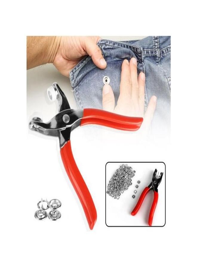 Comprehensive Clothes Fastener Installation Tool Kit with Clamping Pliers, 100 Sewing Button Rings, Hollow Snap Buttons, and Metal Buckle Attachment for Sewing and Crafts from KataKeet  - Image 2