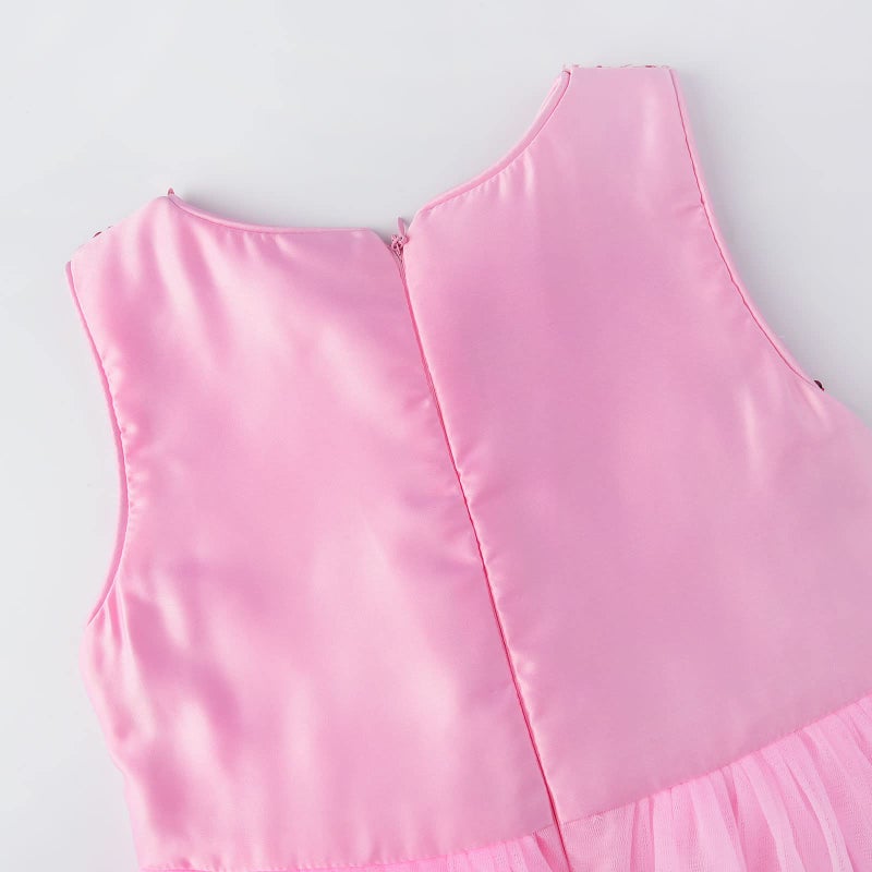 Uhnice Sequin Sleeveless Tulle Mesh Flower Girl Party Dress (5, Pink) - Image 5