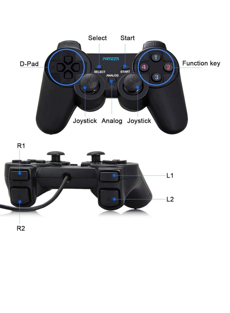1 Set USB Wired Game Controller for Windows PC/Raspberry Pi Gamepad Remote Controller Dual Vibration Gaming Joystick Joypad for Desktop Laptop Computer Windows 11/10/8/7 and Roblox/Steam/RetroPie