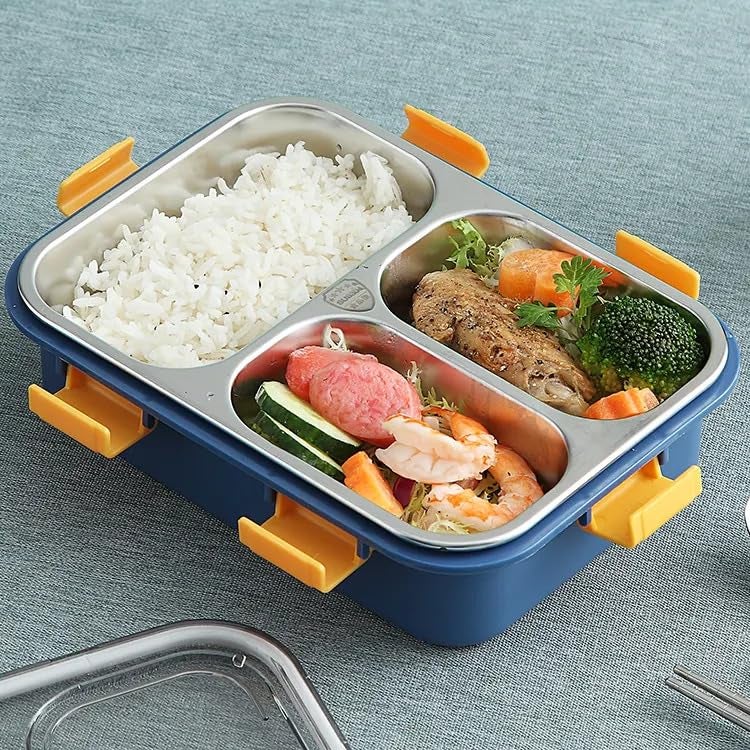 STOFFIER GARTEN Lunch Box for Kids Adults Men Office Leakage Proof Stainless Steel Lunch Box with Fork Spoon Lid 3 Compartment Container Lunch Box for School Kids and Adults 750ml - Image 5