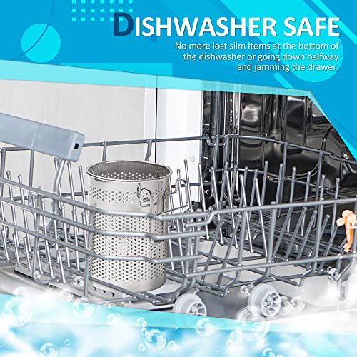 HOME&I Silverware Drying Basket, Hanging Utensil Holder for Dish Rack, Very Small Stainless Steel 304 Cutlery Caddy for Kitchen Sink & Countertop (Round) - Image 4