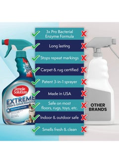Simple Solution Simple Solution Extreme Pet Stain and Odor Eliminator Spray, Enzymatic Cleaner With 3X Pro-Bacteria Cleaning Power for Dogs & Cats, Strong Urine, Pee and Poop Smell Remover for Carpets & Floors, 32 oz  - Image 2