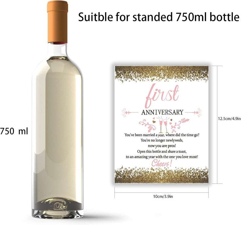 SUPERDANT 18PCS Wedding First Anniversary Wine Labels for Bottles 2 Sets 9 Styles Marriage Milestones Wine Bottle Decoration for Anniversary Wedding Champagne Bottle Cover DIY Gift - Image 2