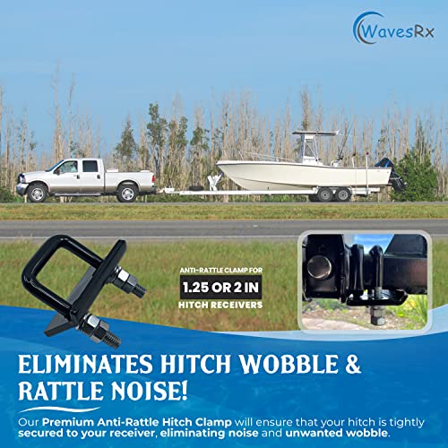 WAVESRX Trailer Anti Rattle Hitch Tightener Clamp for 1.25" and 2" - Stainless Steel Hitch Anti Rattle Stabilizer 2 inch Antisway Clamp & Silencer for Receiver - Safe Transporting & Towing Accessories - Image 2