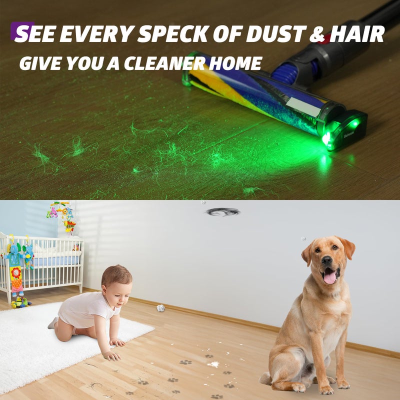 Bahuun Vacuum Cleaner Dust Display LED, Compatible with Dyson & All Vacuum Cleaners,Reveal Microscopic Dust & Illuminate Invisible Pet,Cat,Dog Fur,Vacuum Accessories Upgrade Vacuum Attachment (Purple) - Image 2