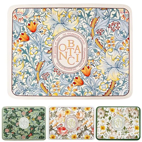 Grombolar Dish Drying Mat-Upgraded Fantasy Style Draining Mat,Drying Matt Kitchen Counter,Super Absorbent Pad Non-Slip Drain Pad Quick Dry Mats (A:Vintage Gold, S:12*16 in) - Image 1
