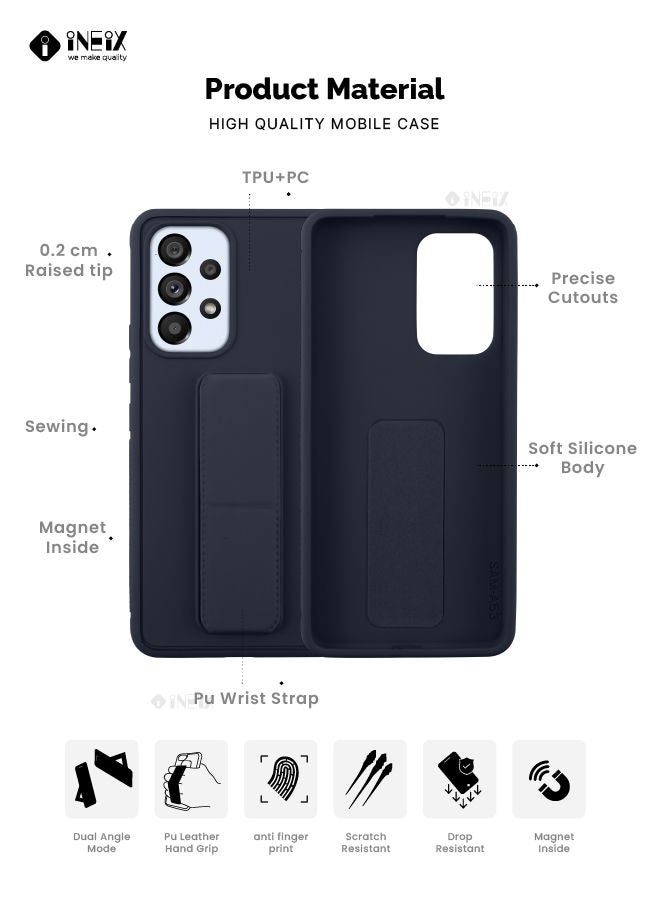3 In 1 Magnetic Hand Grip Holder Case For Samsung Galaxy A53 5G Navy Blue