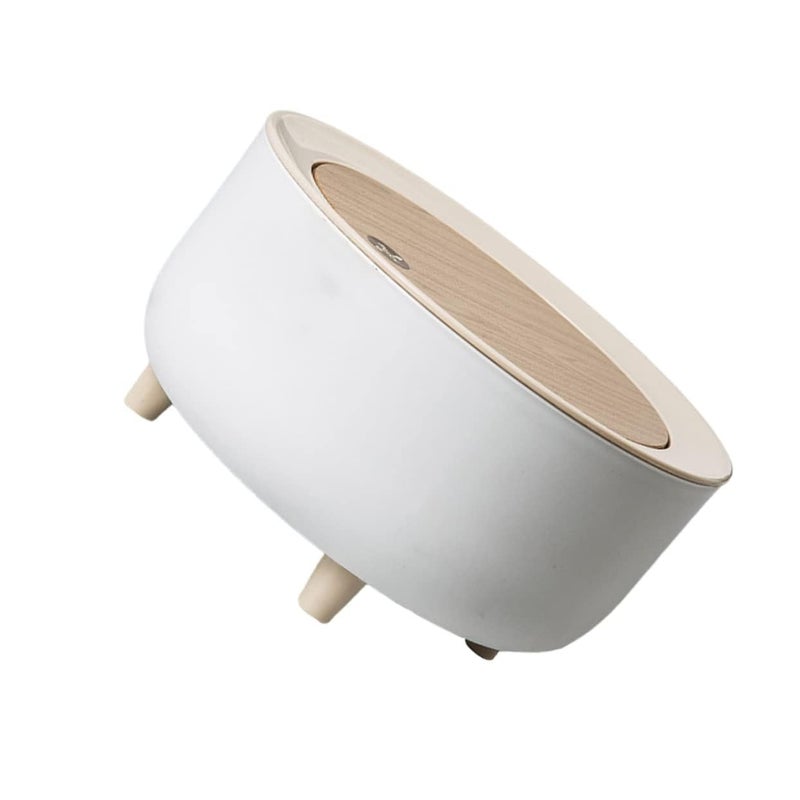 SEVIA Desktop Trash Can Dustbin with Lid Trash Can Small Clamshell Mini Trash Can Bedside Debris Storage Bin Little Compost Bin for KitchenWhite - Image 1