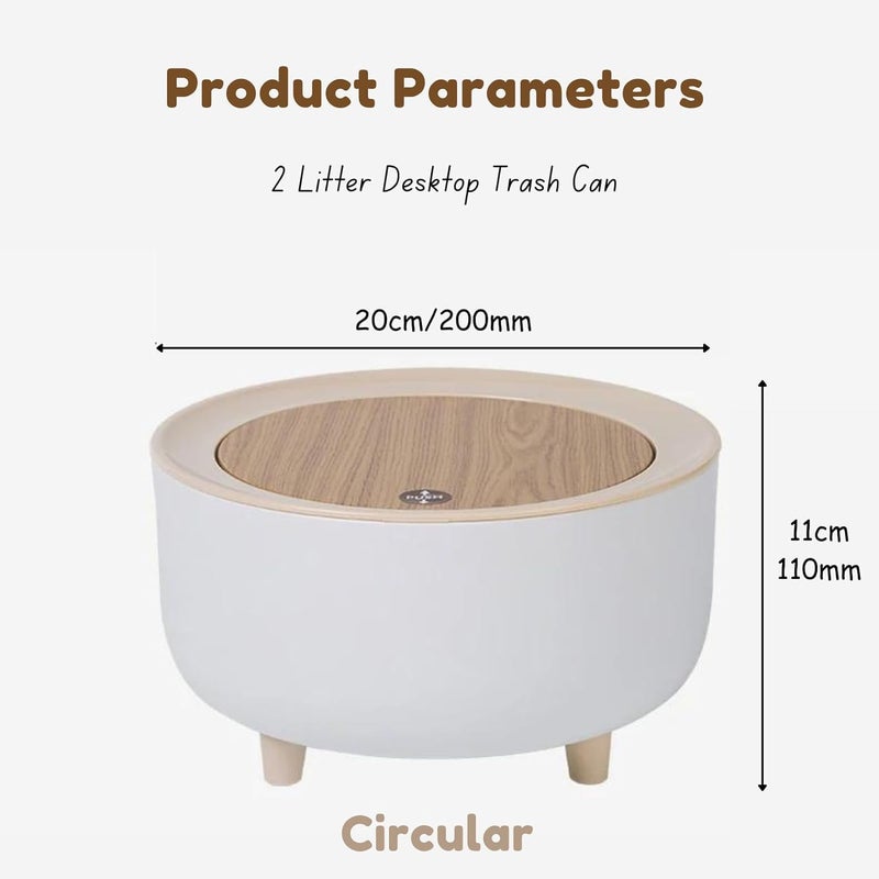 SEVIA Desktop Trash Can Dustbin with Lid Trash Can Small Clamshell Mini Trash Can Bedside Debris Storage Bin Little Compost Bin for KitchenWhite - Image 4