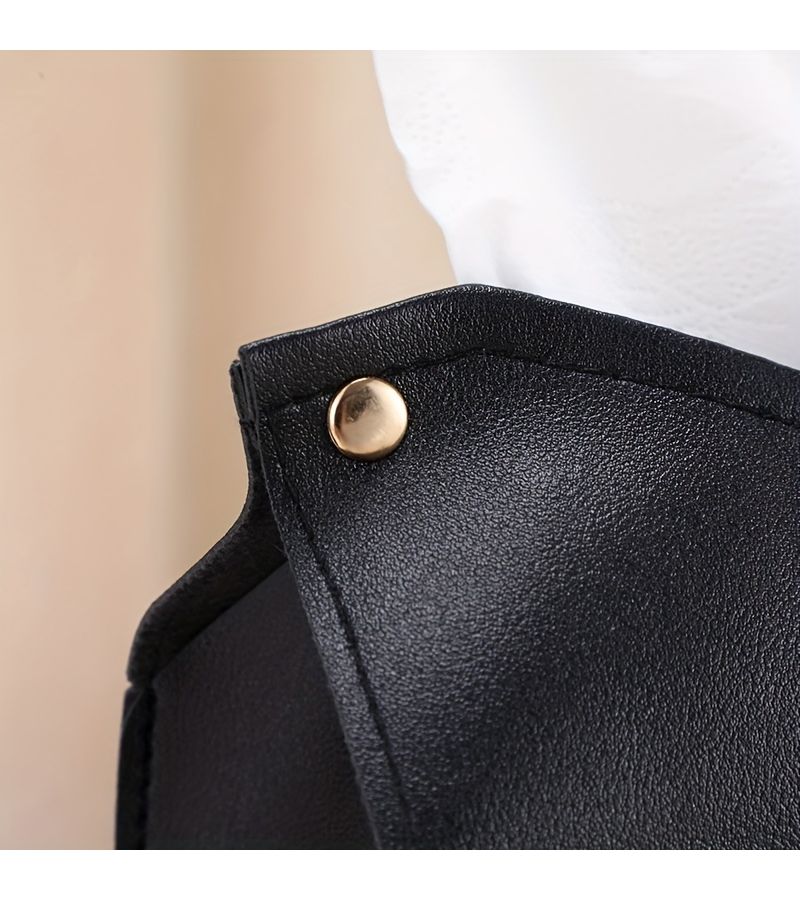 Nordic Minimalist Large Beige PU Leather Tissue Box For Hotel Restaurant Tabletop Napkin Holder - Image 2