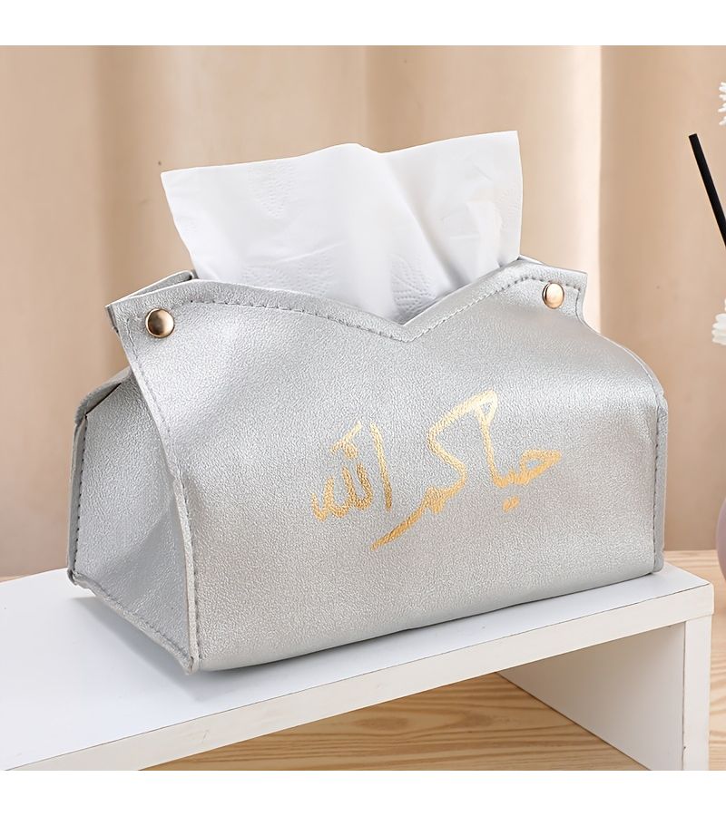 Nordic Minimalist Large Beige PU Leather Tissue Box For Hotel Restaurant Tabletop Napkin Holder - Image 5