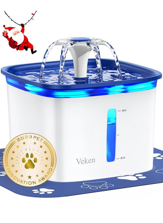 Veken 95oz/2.8L Pet Fountain, Automatic Cat Water Fountain Dog Water Dispenser with Replacement Filters for Cats, Dogs, Multiple Pets (Blue, Plastic) - Image 1
