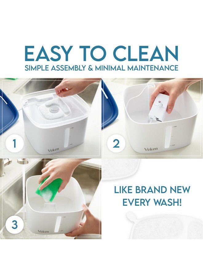 Veken 95oz/2.8L Pet Fountain, Automatic Cat Water Fountain Dog Water Dispenser with Replacement Filters for Cats, Dogs, Multiple Pets (Blue, Plastic) - Image 5