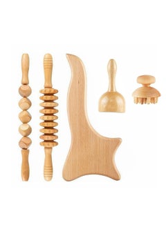 Generic Beech Wood Therapy Massage Tools  Set of 5 Wood Therapy Tools Body Sculpting Lymphatic Drainage Massager Anti Cellulite Set for Muscle Pain Relief Cellulite  - Image 1