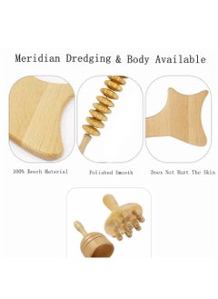 Generic Beech Wood Therapy Massage Tools  Set of 5 Wood Therapy Tools Body Sculpting Lymphatic Drainage Massager Anti Cellulite Set for Muscle Pain Relief Cellulite  - Image 5