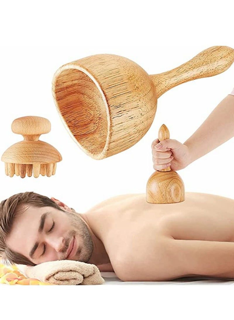 ماركة غير محددة أدوات تدليك علاج خشب الزان. مجموعة من 5 أدوات علاج خشبية لنحت الجسم ومدلك التصريف اللمفاوي مجموعة مضادة للسيلوليت لتسكين آلام العضلات. السيلوليت ونحت الجسم  - Image 4