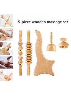Generic Beech Wood Therapy Massage Tools  Set of 5 Wood Therapy Tools Body Sculpting Lymphatic Drainage Massager Anti Cellulite Set for Muscle Pain Relief Cellulite  - Image 2
